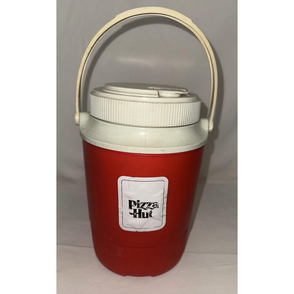 Vintage Red Gott Water Bottle Half Gallon With Vintage Pizza Hut Sticker